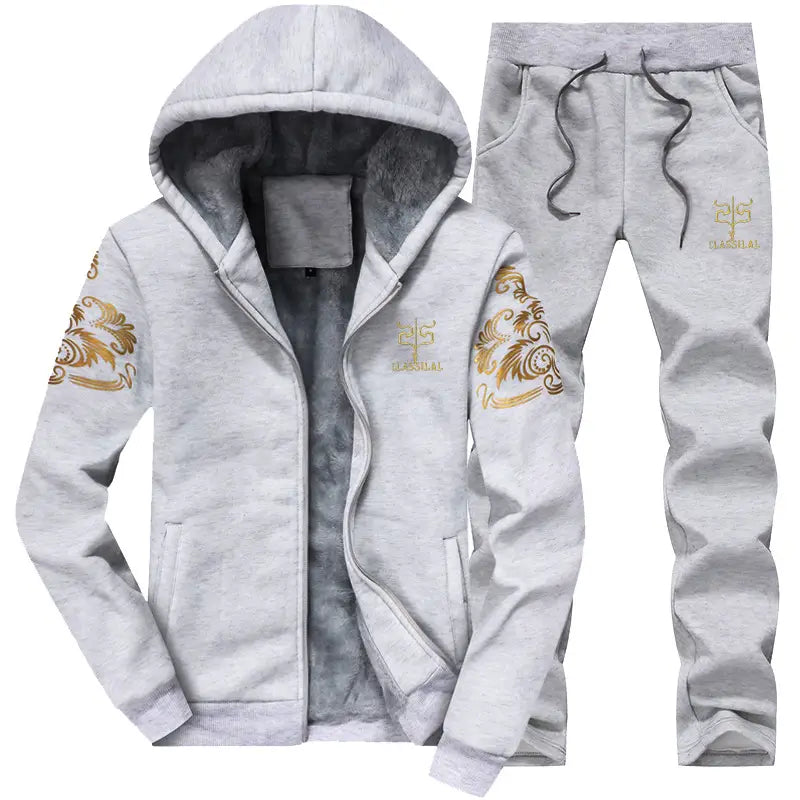 Men's Winter Fleece 2-Piece Suit - Black with Gold Embroidery - view 4