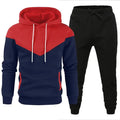 Men's Colour Block Hoodie Set - Red, Navy & Black Fleece