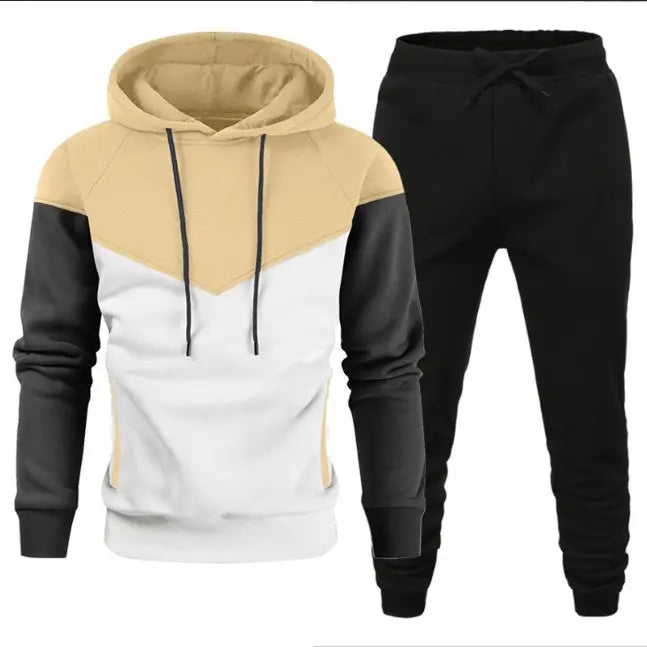 Men's Colour Block Hoodie Set - Red, Navy & Black Fleece - view 2