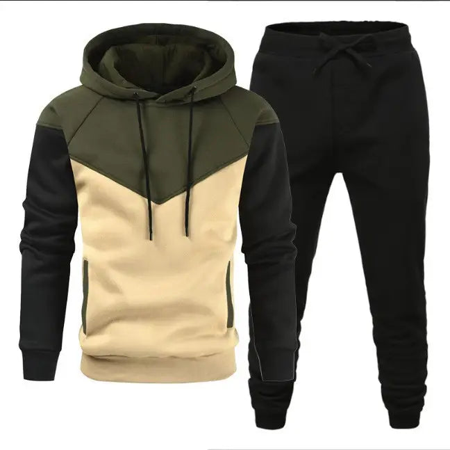 Men's Colour Block Hoodie Set - Red, Navy & Black Fleece - view 5