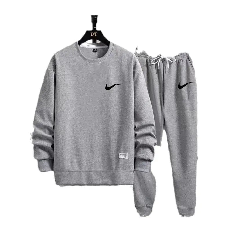 Men's Waffle Track Suit - Black, Loose Fit Autumn - view 5