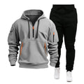Men's Hoodie & Sweatpants Set - Grey & Black, Winter Warm