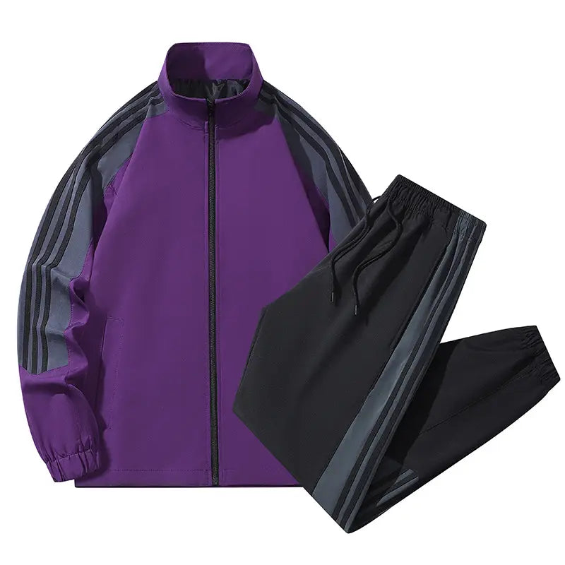 Men's Track Suit - Purple & Black, Plus Size Autumn - view 5