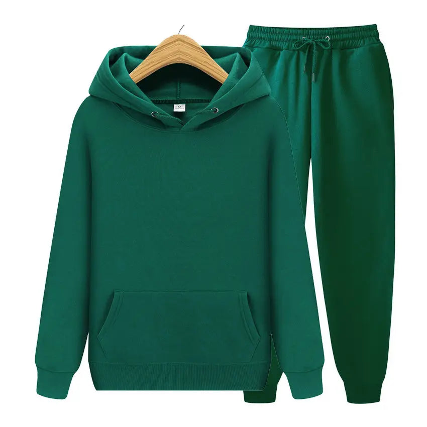 Men's Fleece Hoodie & Pants Set - Black, Autumn Sports - view 5