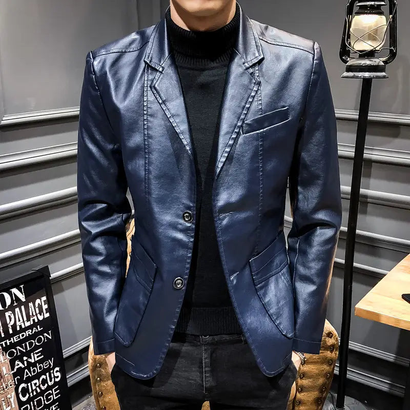 Men's Slim Fit PU Leather Jacket - 4 Colours, M to 4XL