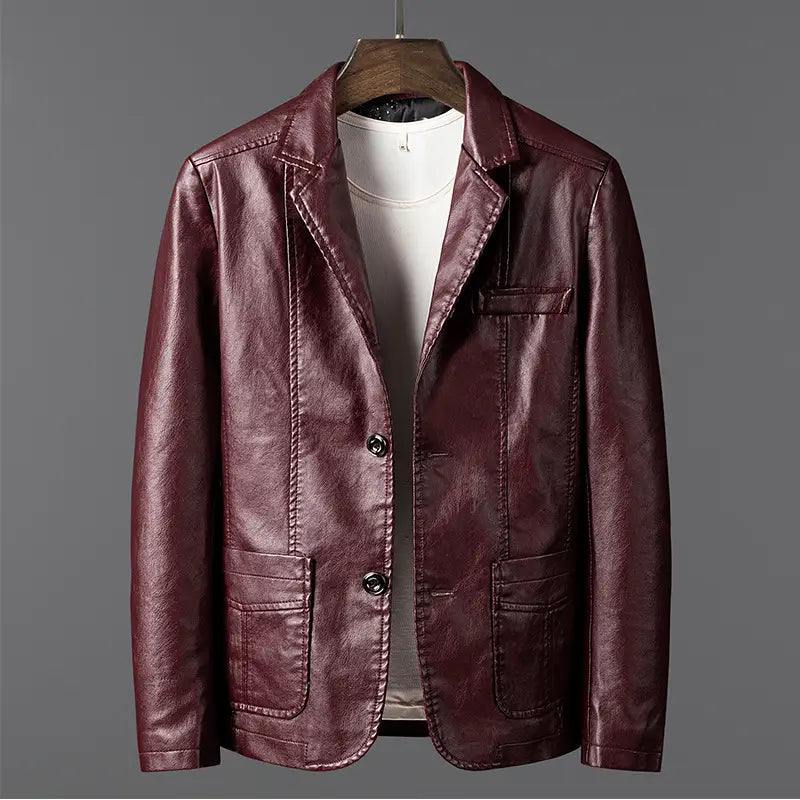 Men's Slim Fit PU Leather Jacket - 4 Colours, M to 4XL