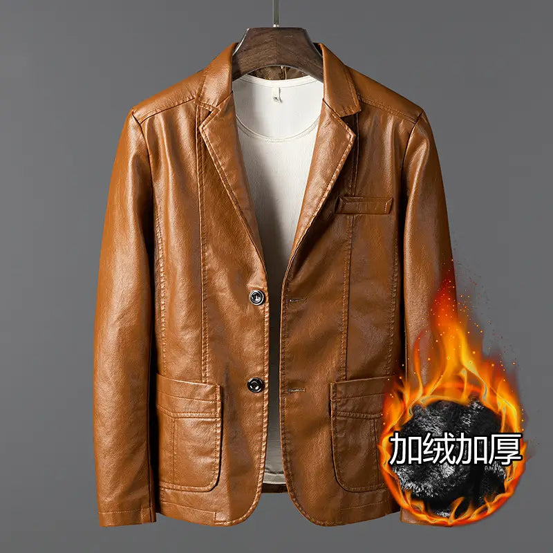 Men's Slim Fit PU Leather Jacket - 4 Colours, M to 4XL