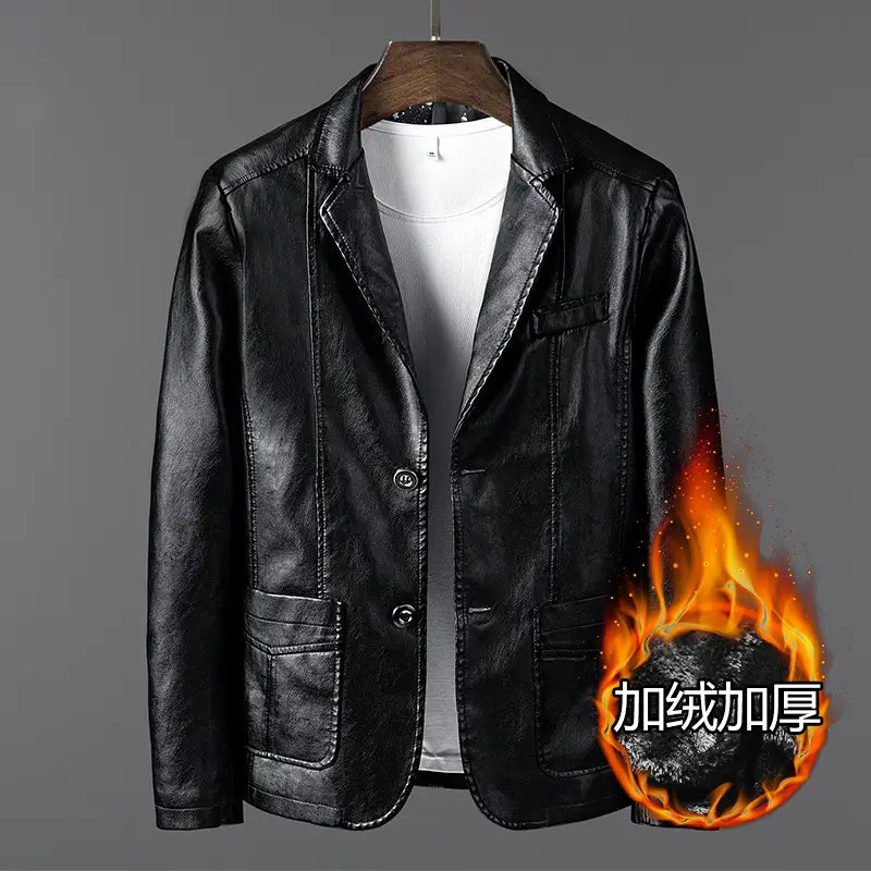 Men's Slim Fit PU Leather Jacket - 4 Colours, M to 4XL