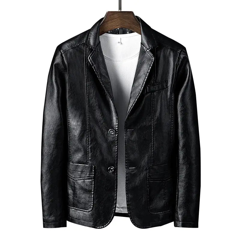Men's Slim Fit PU Leather Jacket - 4 Colours, M to 4XL