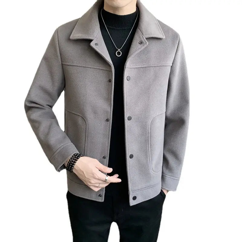 Men's Soft Wool Jacket - Slim Korean Fit, Brown or Black