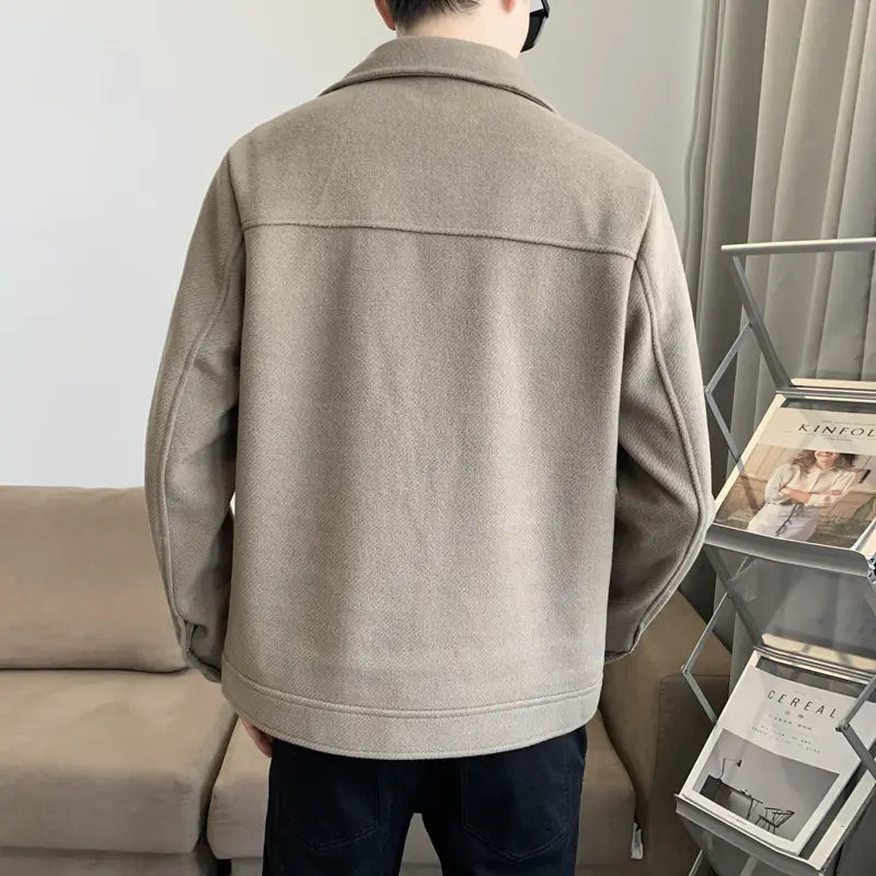 Men's Thick Woolen Short Coat - Slim Fit, Brown or Black