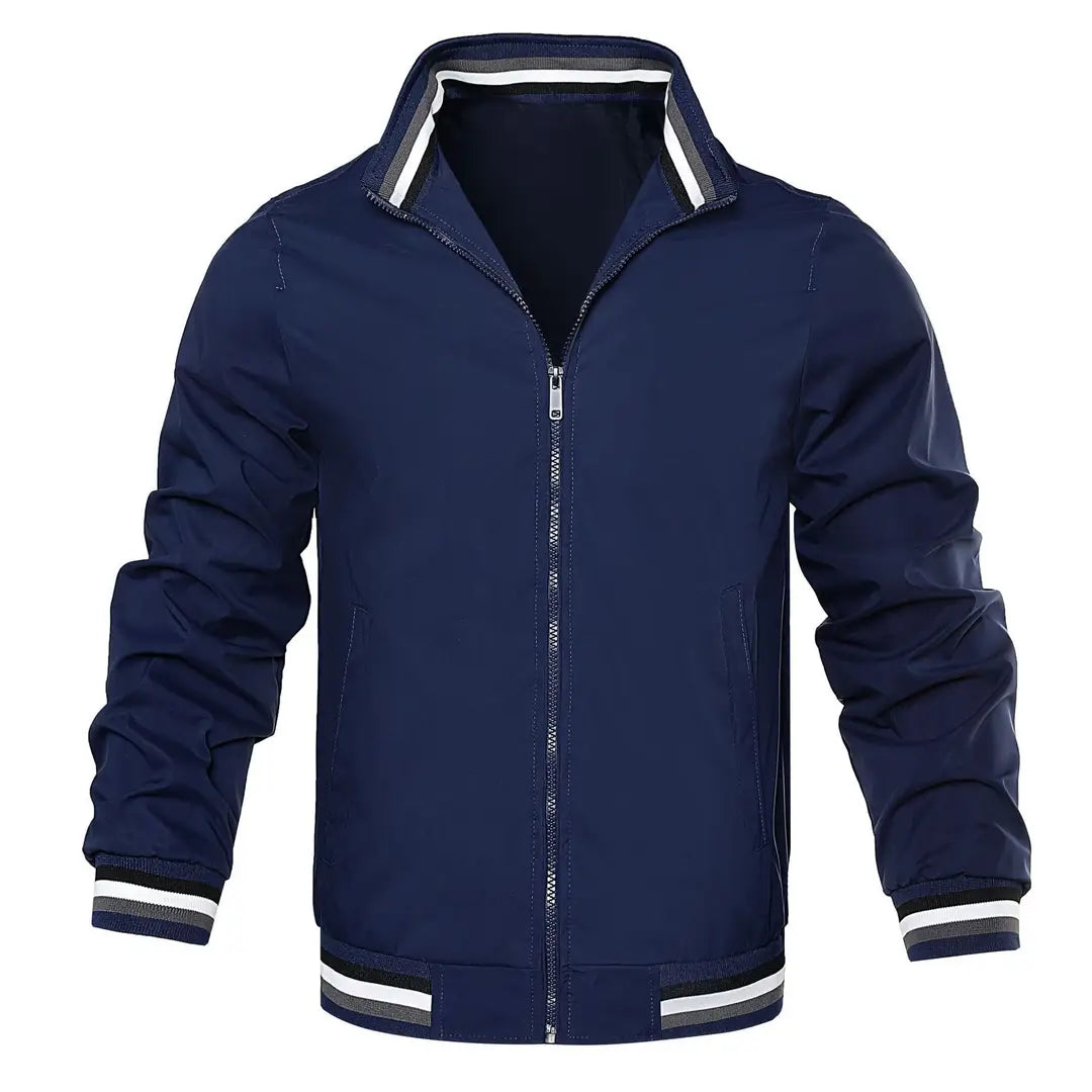 Men's Zip Jacket - Striped Collar and Cuffs, 3 Colours, 4XL