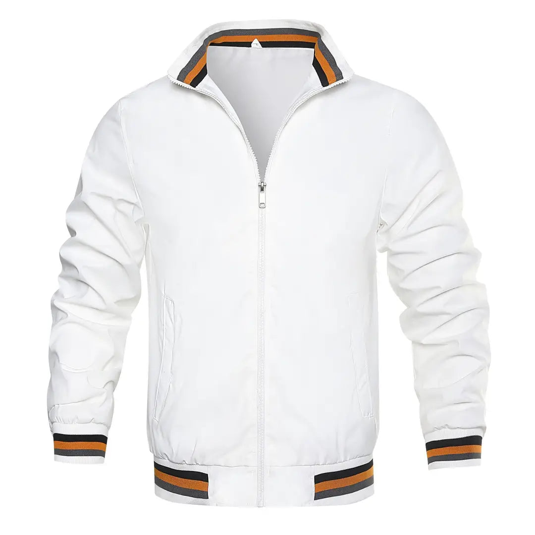 Men's Zip Jacket - Striped Collar and Cuffs, 3 Colours, 4XL