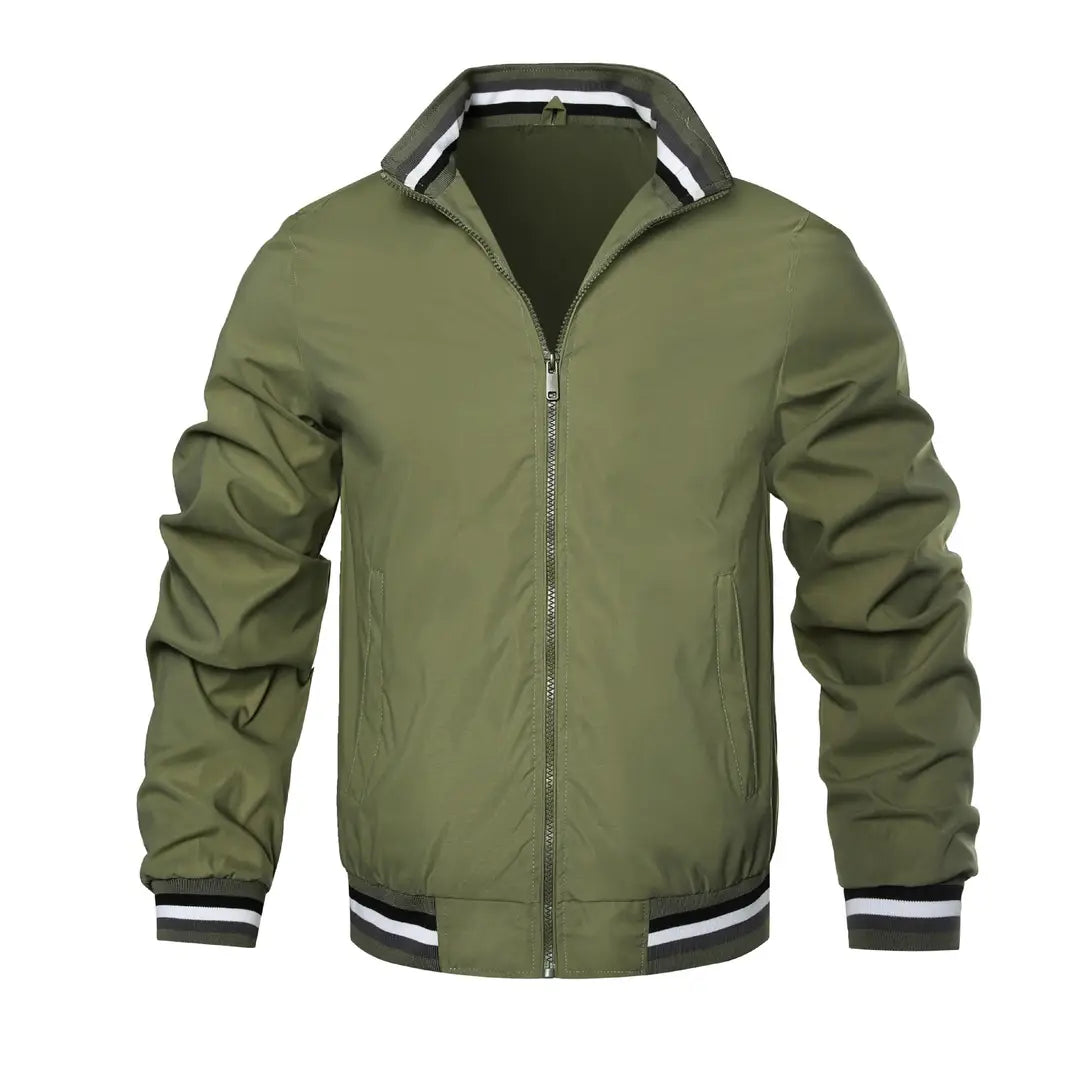 Men's Zip Jacket - Striped Collar and Cuffs, 3 Colours, 4XL