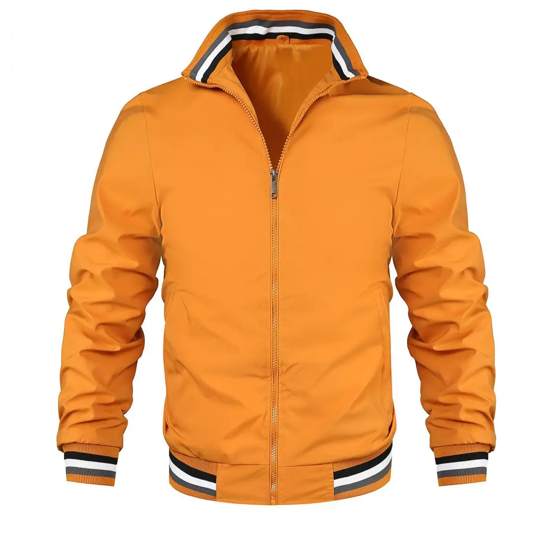 Men's Zip Jacket - Striped Collar and Cuffs, 3 Colours, 4XL