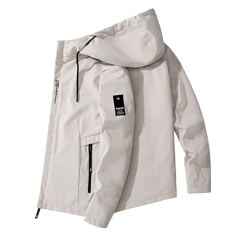 Men's Hooded Casual Jacket - Khaki, Blue or Black, M to 5XL