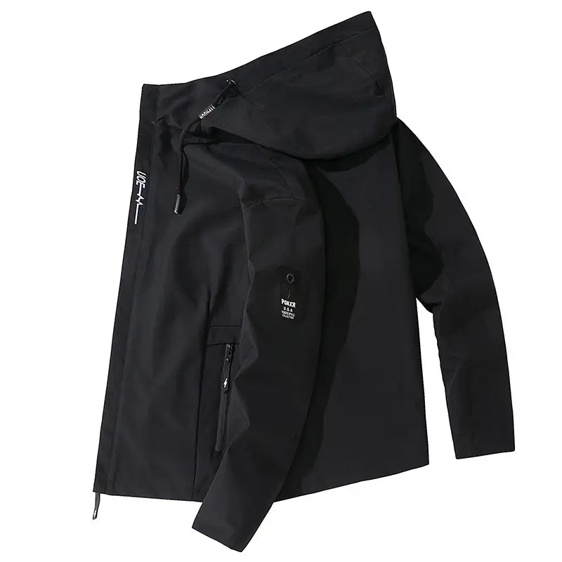 Men's Hooded Casual Jacket - Khaki, Blue or Black, M to 5XL