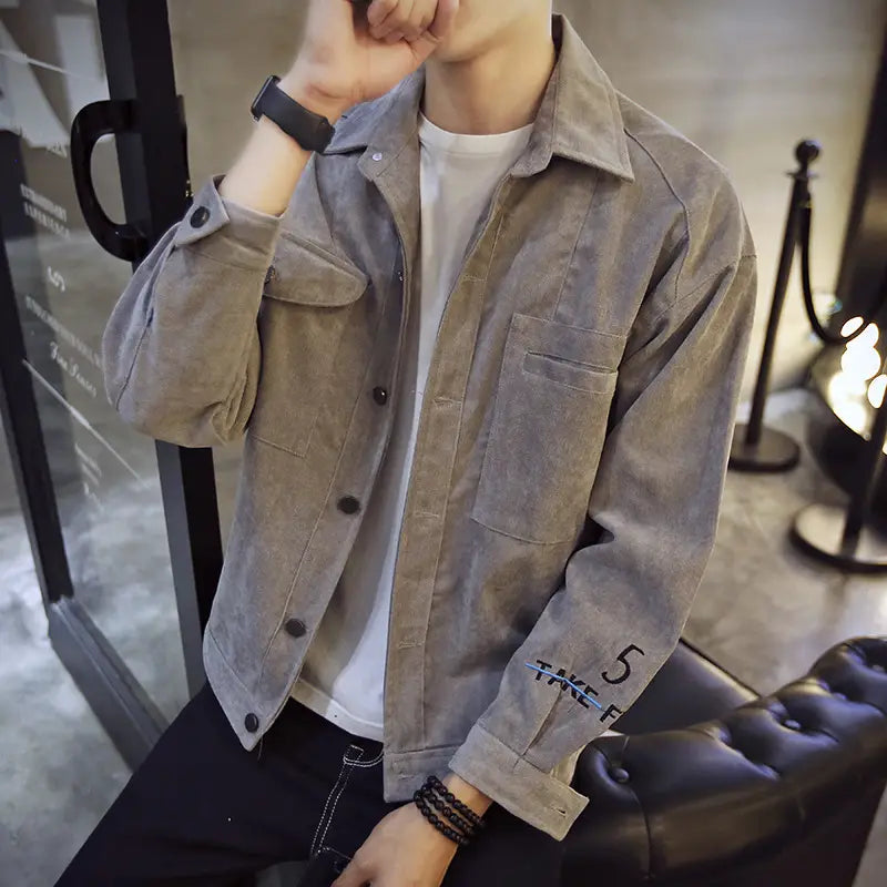 Men's Slim Fit Casual Jacket - Grey, Brown or Khaki, Autumn