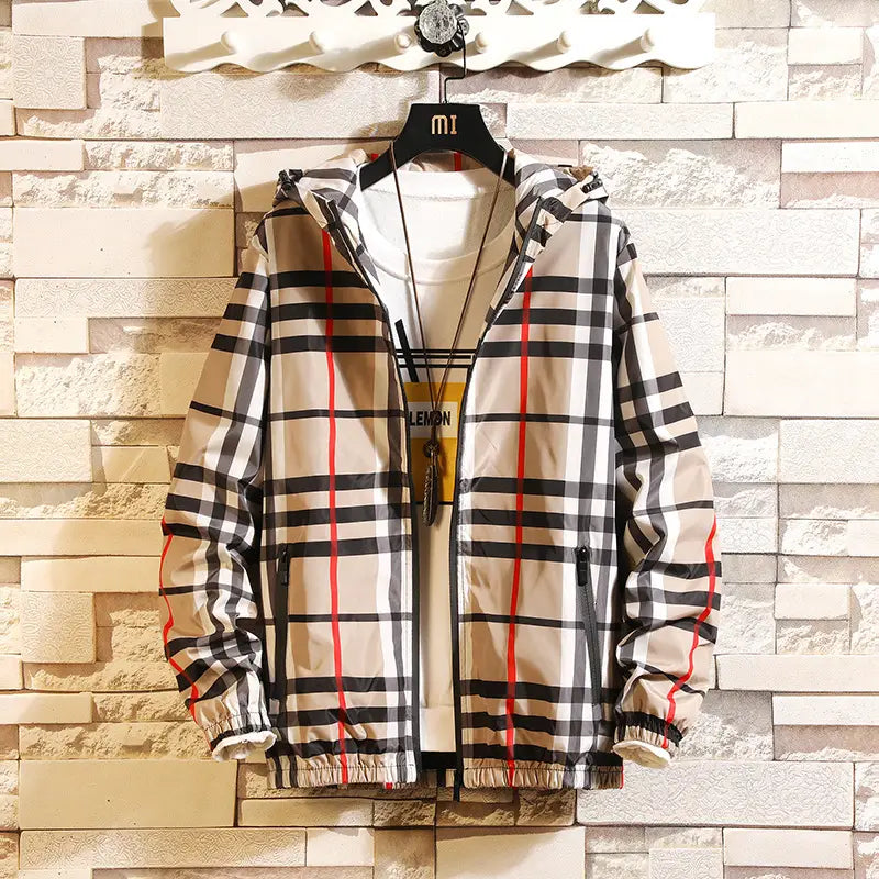 Men's Plaid Hooded Jacket - Slim Fit, 3 Colours, M to 5XL