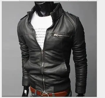 Men's Slim Fit Leather Jacket - Brown, Black or Coffee