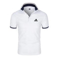 Men's Slim Fit Polo Shirt - White with Navy Trim