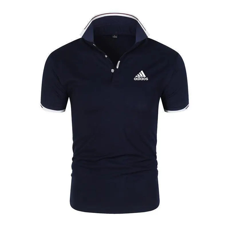Men's Slim Fit Polo Shirt - White with Navy Trim - view 2
