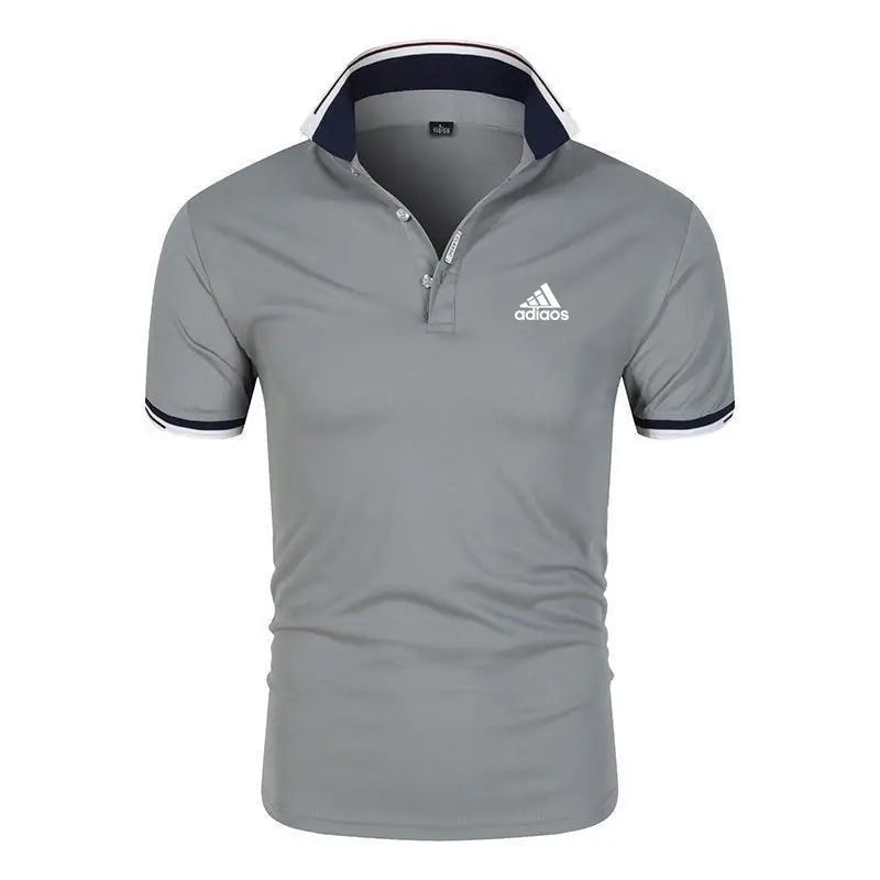 Men's Slim Fit Polo Shirt - White with Navy Trim - view 4