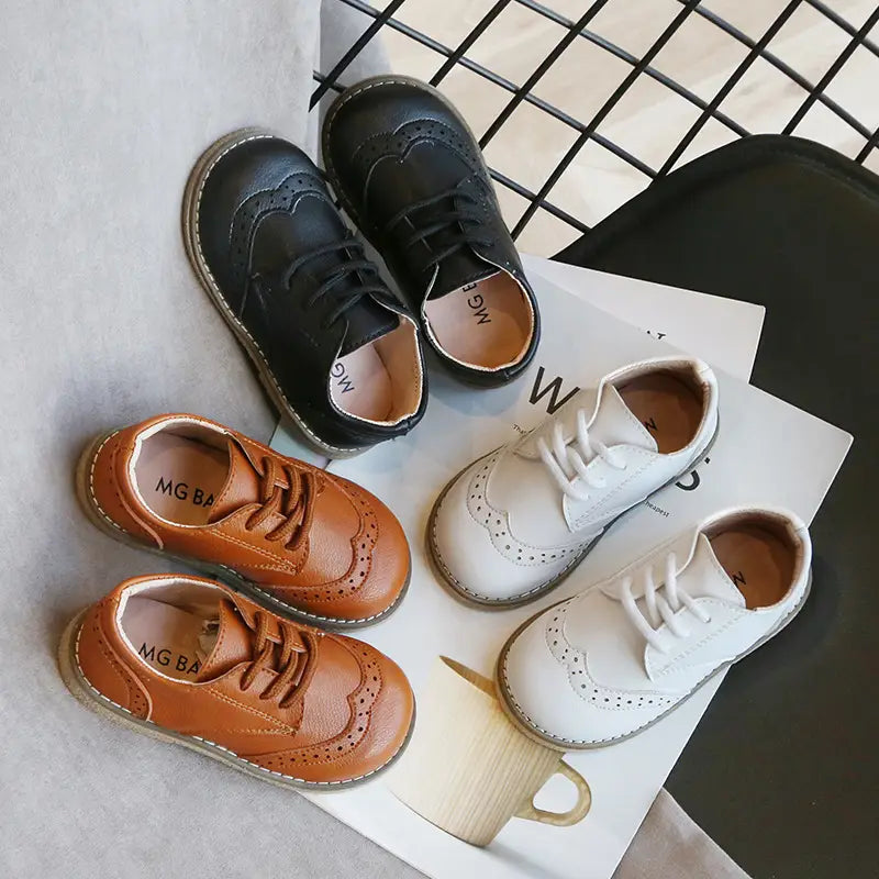 Kids Leather Shoes - White Classic Lace-Up, Ages 3-10 - view 4