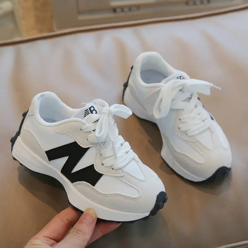 Kids Lace-Up Sneakers - White, School & Play - view 3