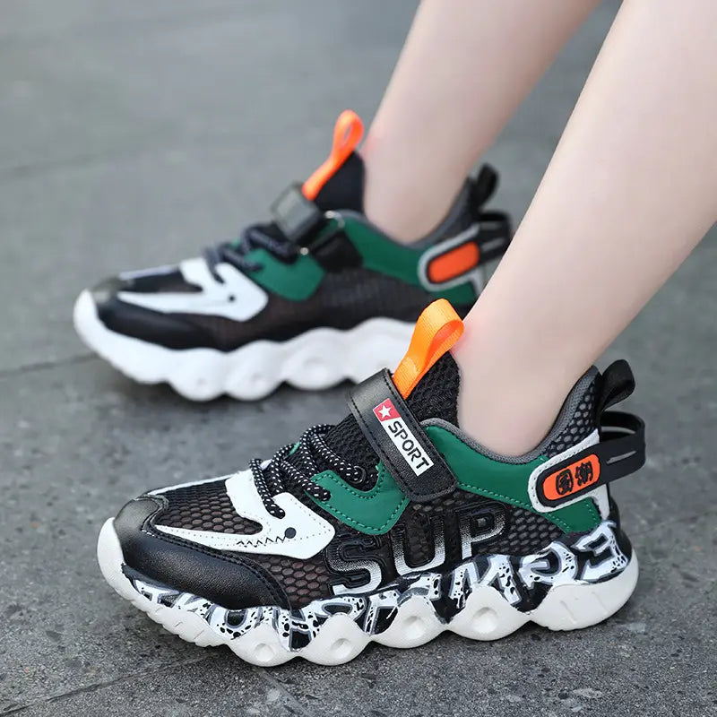 Kids Mesh Sneakers - Grey & Blue, Summer Walks - view 2