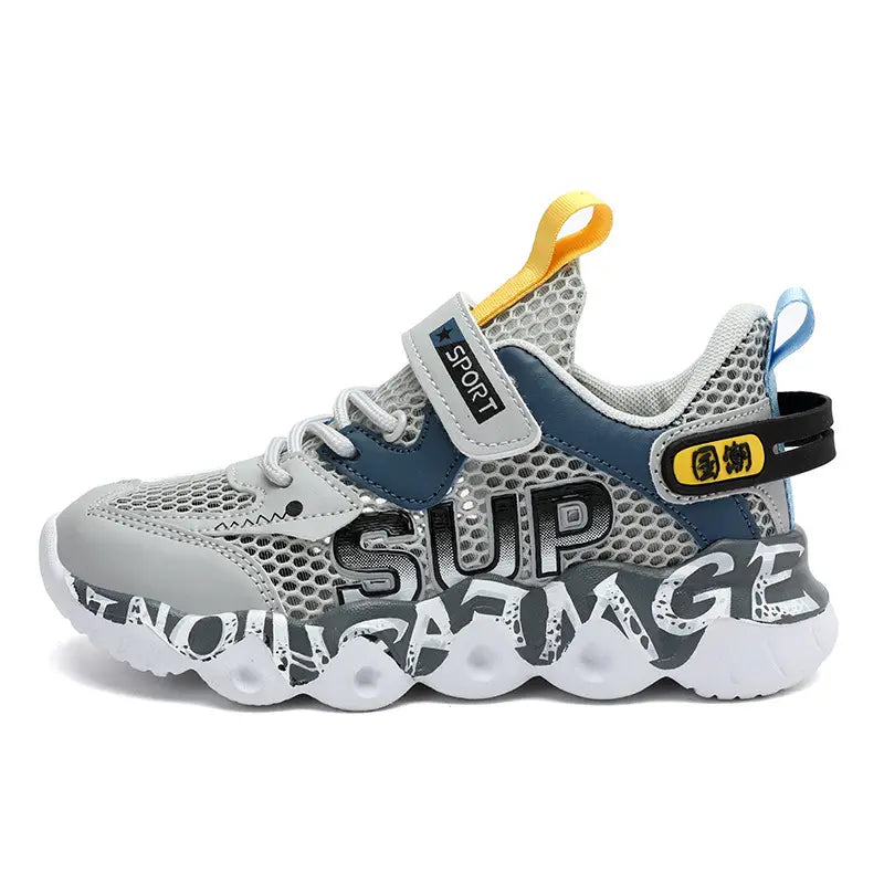 Kids Mesh Sneakers - Grey & Blue, Summer Walks - view 5