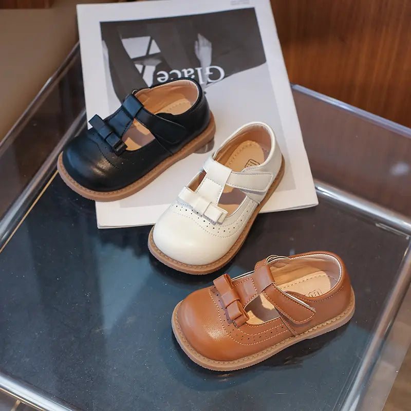 Kids Mary Jane Bow Shoes - Black, White or Brown - view 2