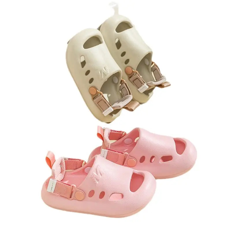 Kids Warm Sandals - Black, Adjustable Strap - view 5