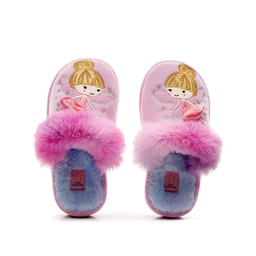 Girls Fairy Slippers - Pink & Blue Cotton Home Wear