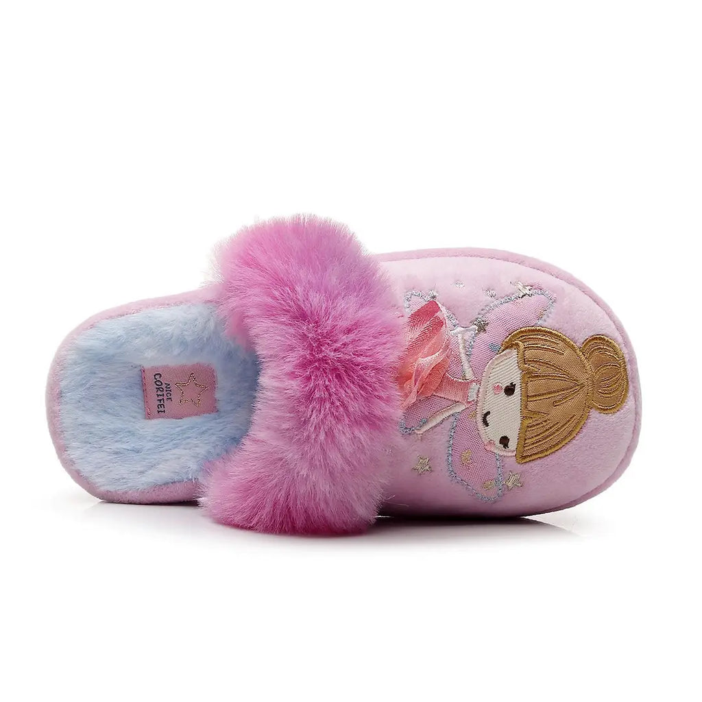 Girls Fairy Slippers - Pink & Blue Cotton Home Wear - view 3
