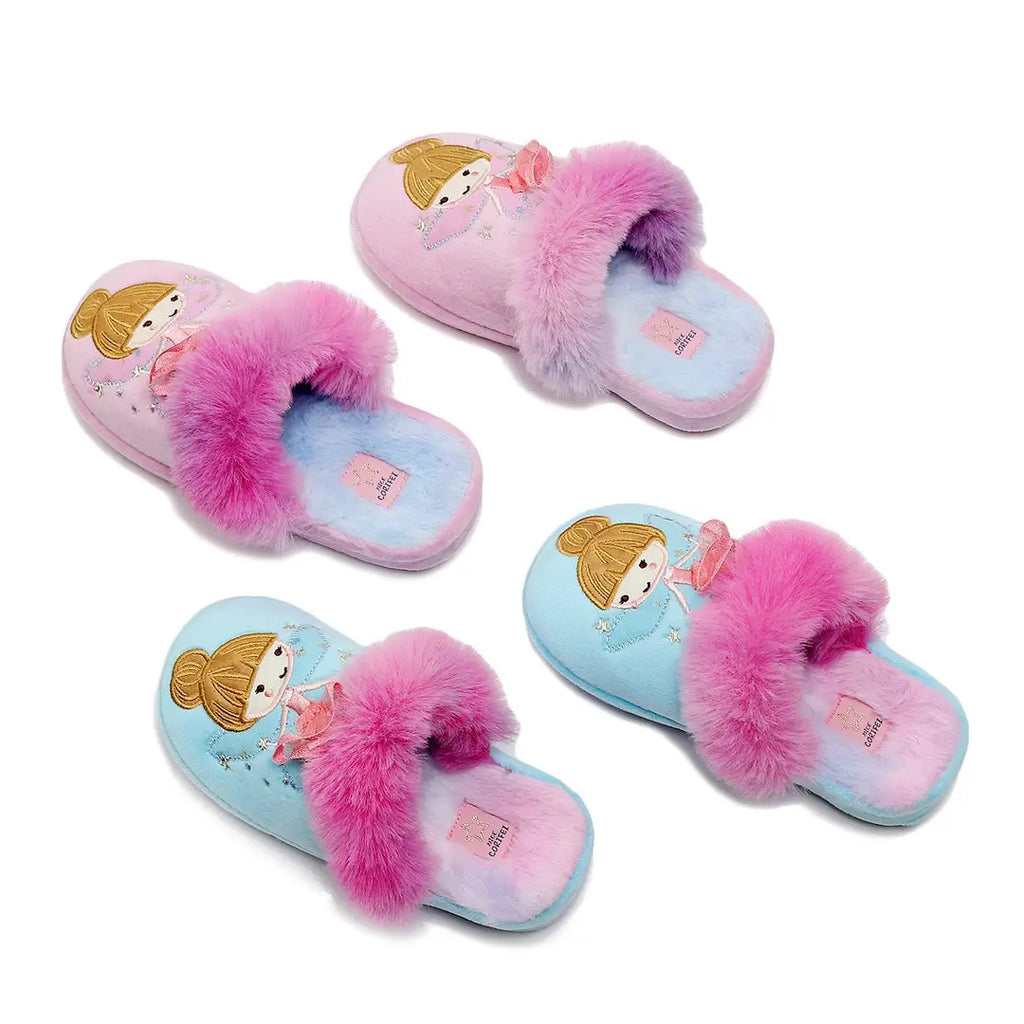 Girls Fairy Slippers - Pink & Blue Cotton Home Wear - view 5