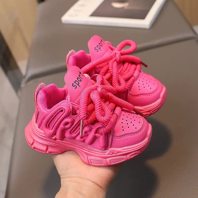 Kids Running Shoes - Rose Red, Lace-Up Comfort - view 2