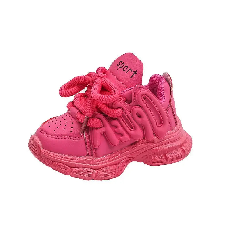 Kids Chunky Sneakers - Pink & White, Rubber Sole - view 5
