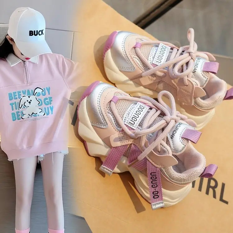 Kids Mesh Sneakers - Pastel, Breathable Spring Wear - view 3