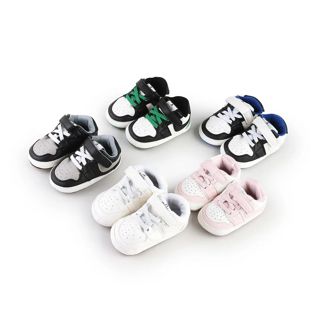 Baby Slippers - White, Pink or Black, Velcro Strap