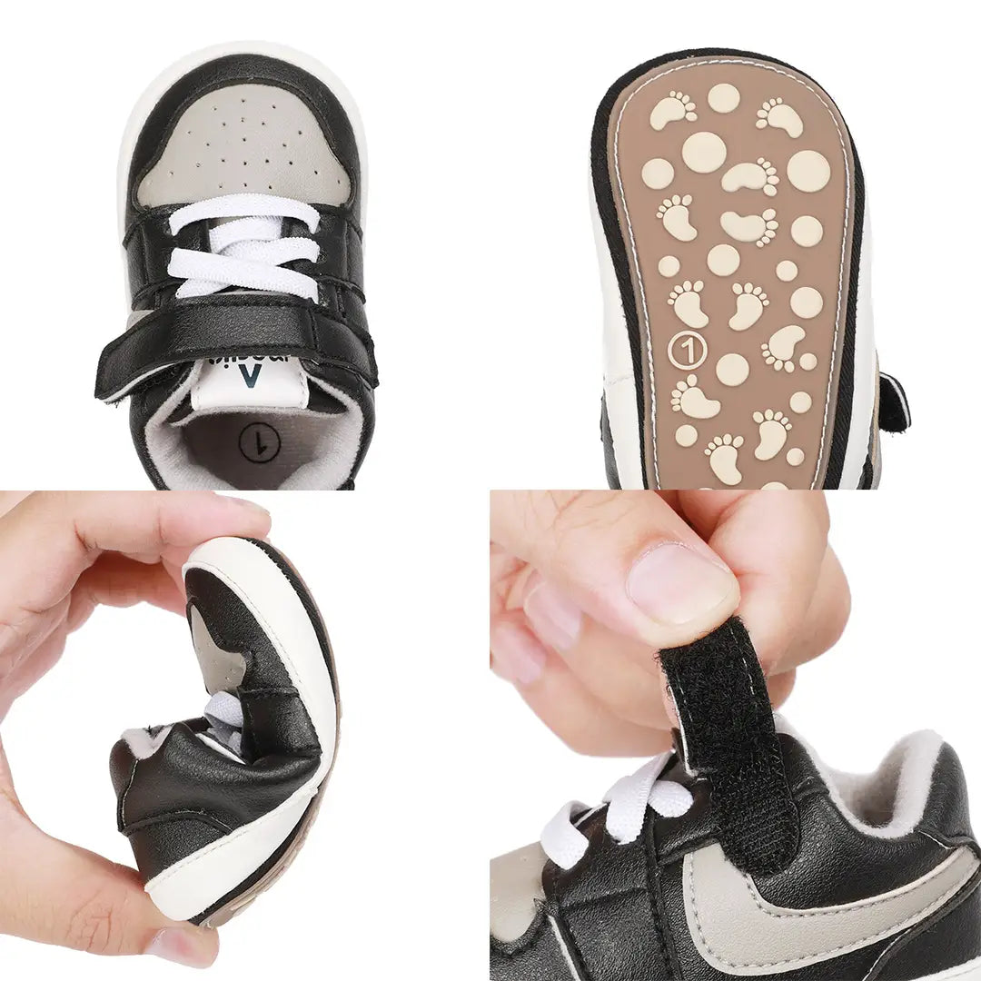 Baby Slippers - White, Pink or Black, Velcro Strap - view 2