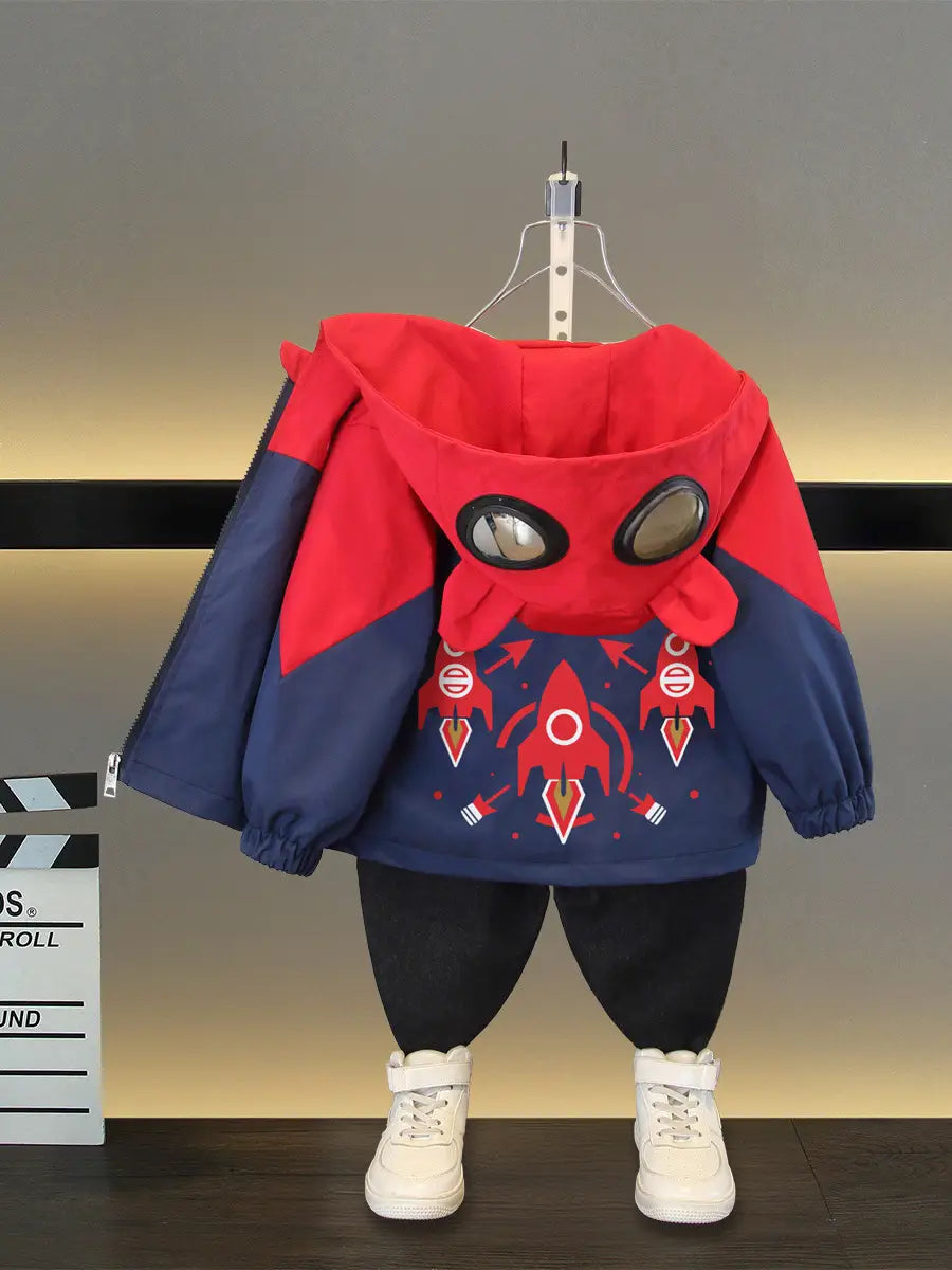 Kids Rocket Hooded Jacket - Red, Army Green, 2 to 10 Years
