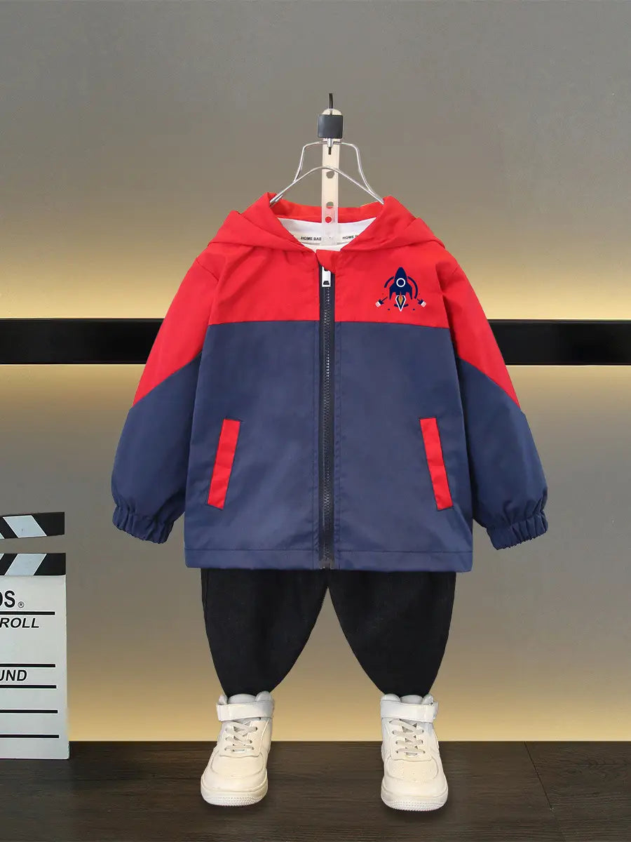 Kids Rocket Hooded Jacket - Red, Army Green, 2 to 10 Years