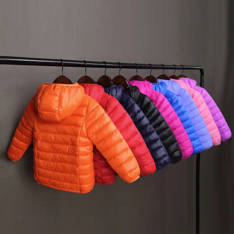 Kids Light Puffer Jacket with Hood - 3 Colours, 90 to 160cm
