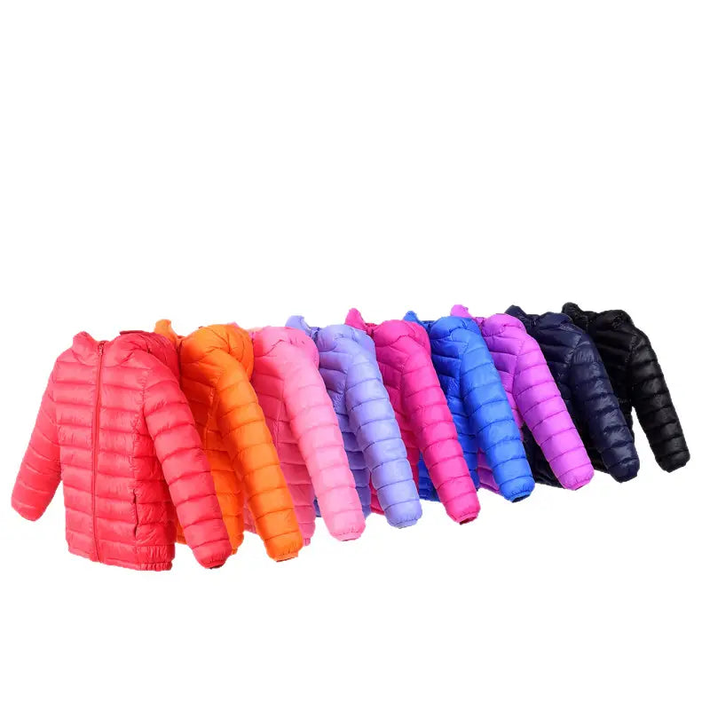 Kids Light Puffer Jacket with Hood - 3 Colours, 90 to 160cm