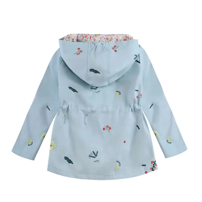 Girls Hooded Windbreaker - Pink, Light Blue, 3 to 7 Years
