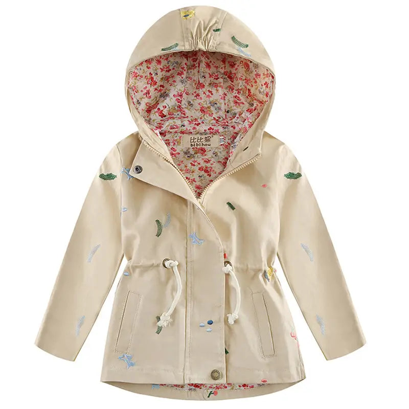 Girls Hooded Windbreaker - Pink, Light Blue, 3 to 7 Years
