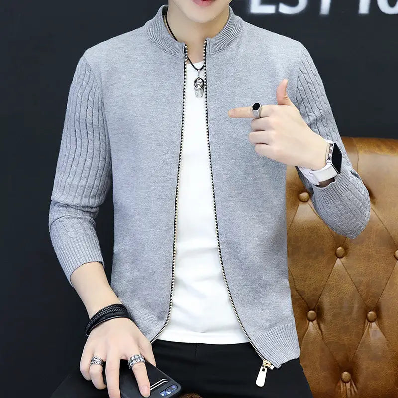 Men's Slim Knit Cardigan - Zip Front, 4 Colours, M to 3XL