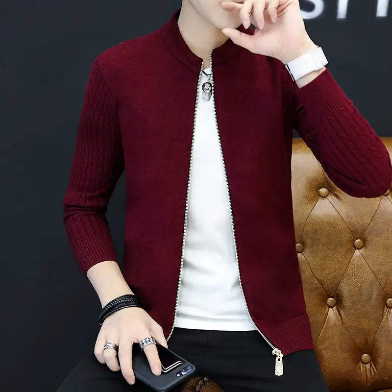 Men's Slim Knit Cardigan - Zip Front, 4 Colours, M to 3XL