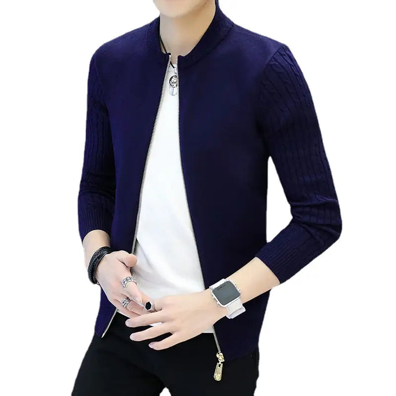 Men's Slim Knit Cardigan - Zip Front, 4 Colours, M to 3XL